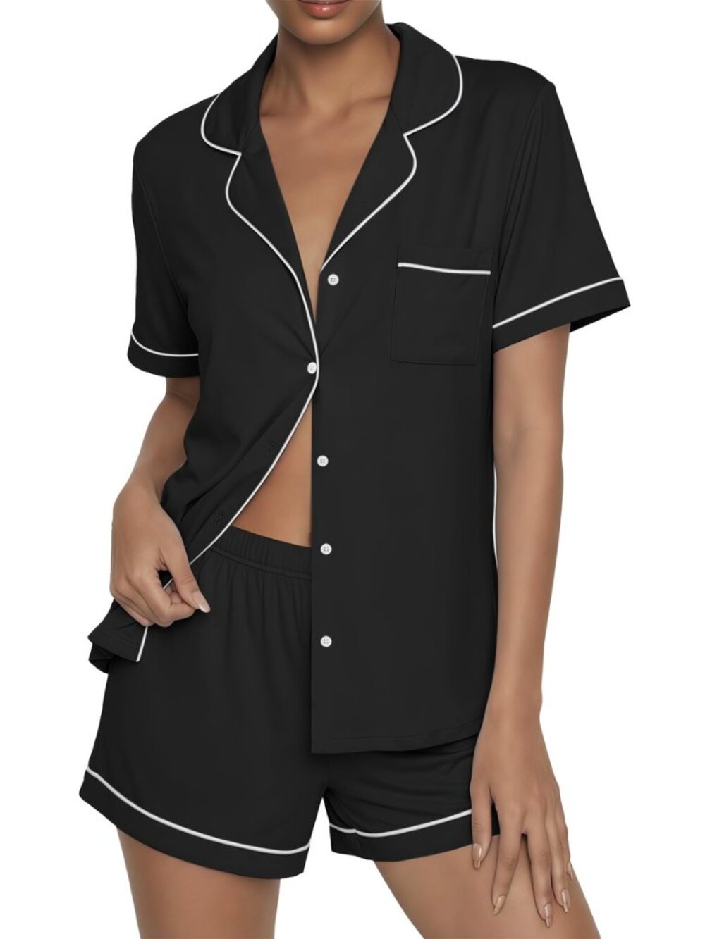 Womens Pajama Sets Button Up Pjs 2 Piece Short Sleeve Sleepwear